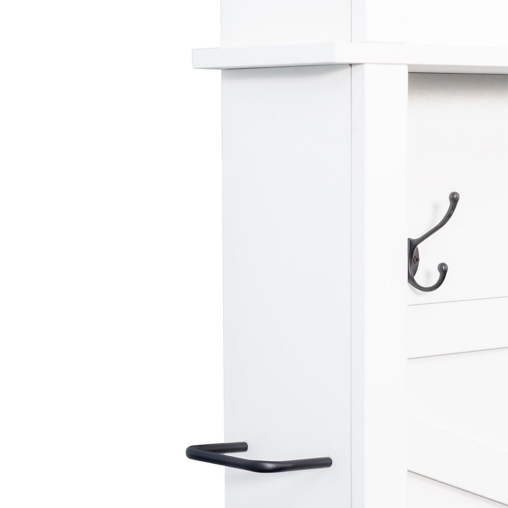 HOMLUX 6-Hook Hall Tree with 16-Compartment in White and Walnut, , large