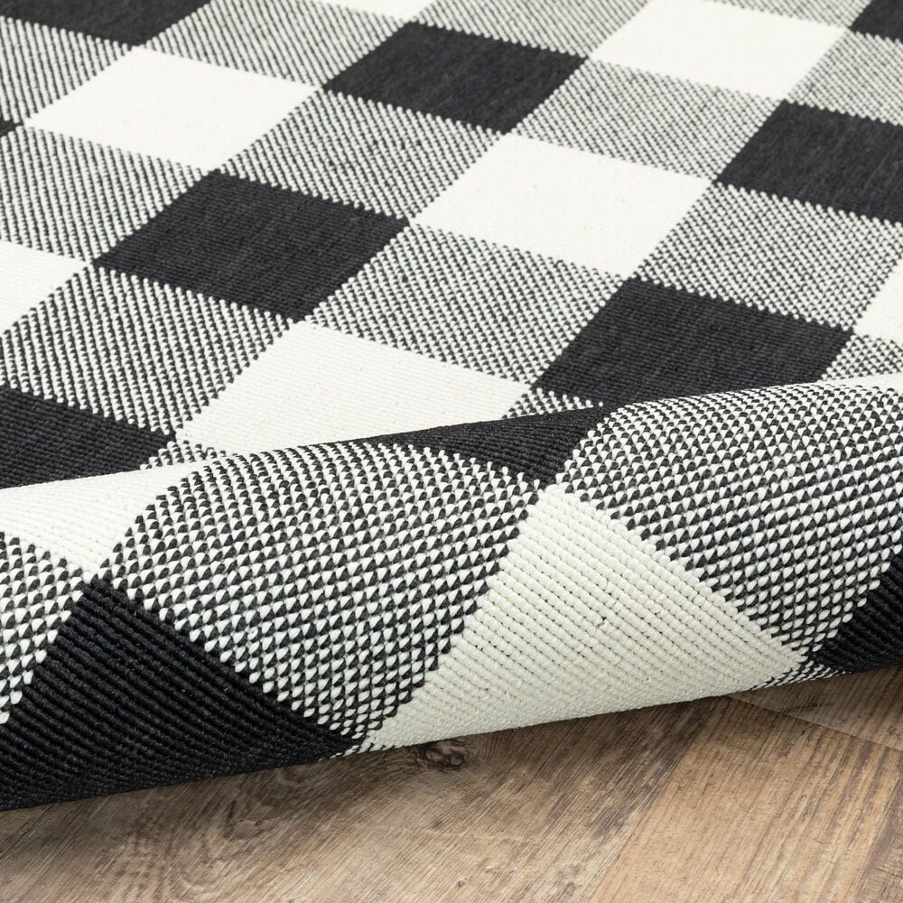 Oriental Weavers Marina Black and Ivory 7&#39;10&quot; x 10&#39;10&quot; Indoor/Outdoor Area Rug, , large