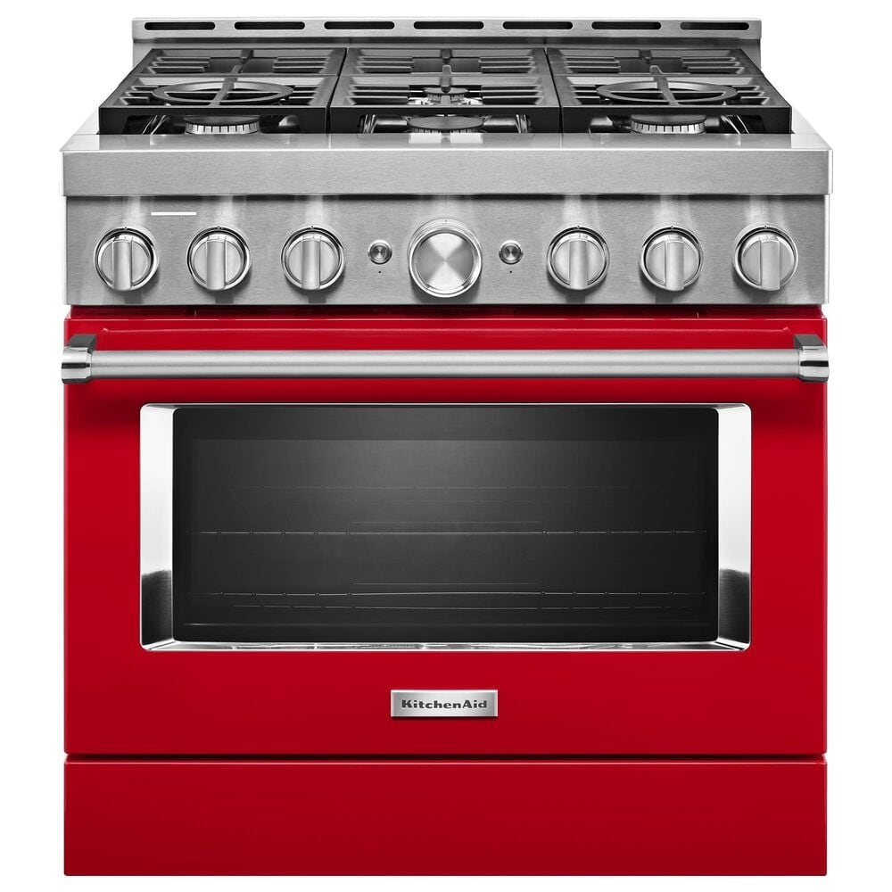 KitchenAid 36" Slide-In Gas True Convection Range with Self-Cleaning in Passion Red, , large