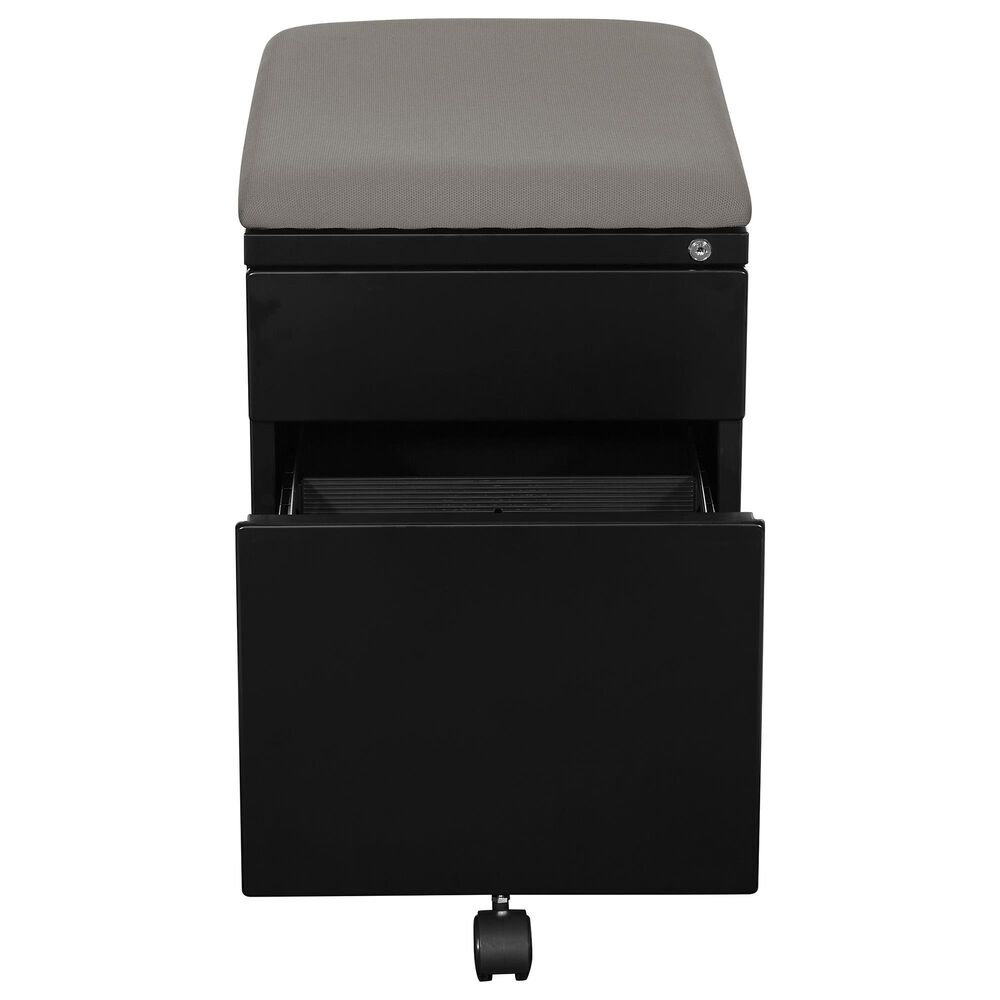 Valor Living Mobile File with Padded Seat in Black, , large