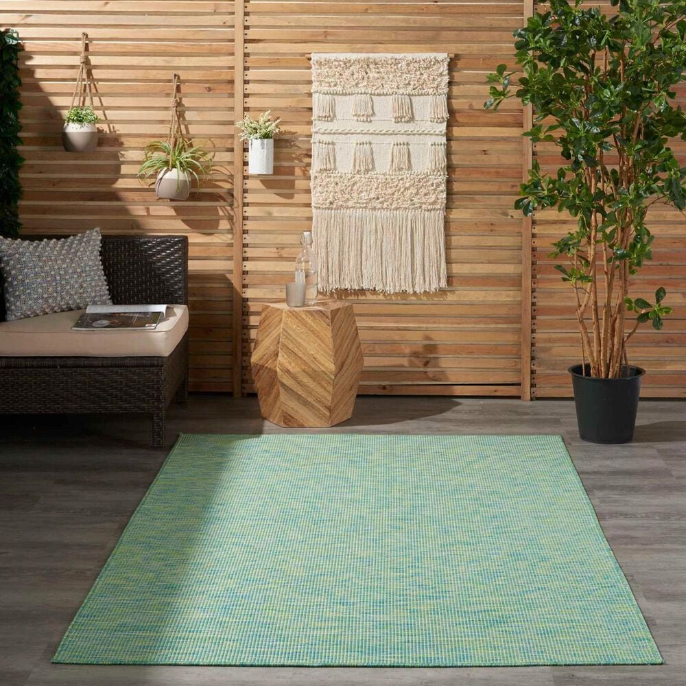 Nourison Positano 4&#39; x 6&#39; Blue and Green Indoor/Outdoor Area Rug, , large