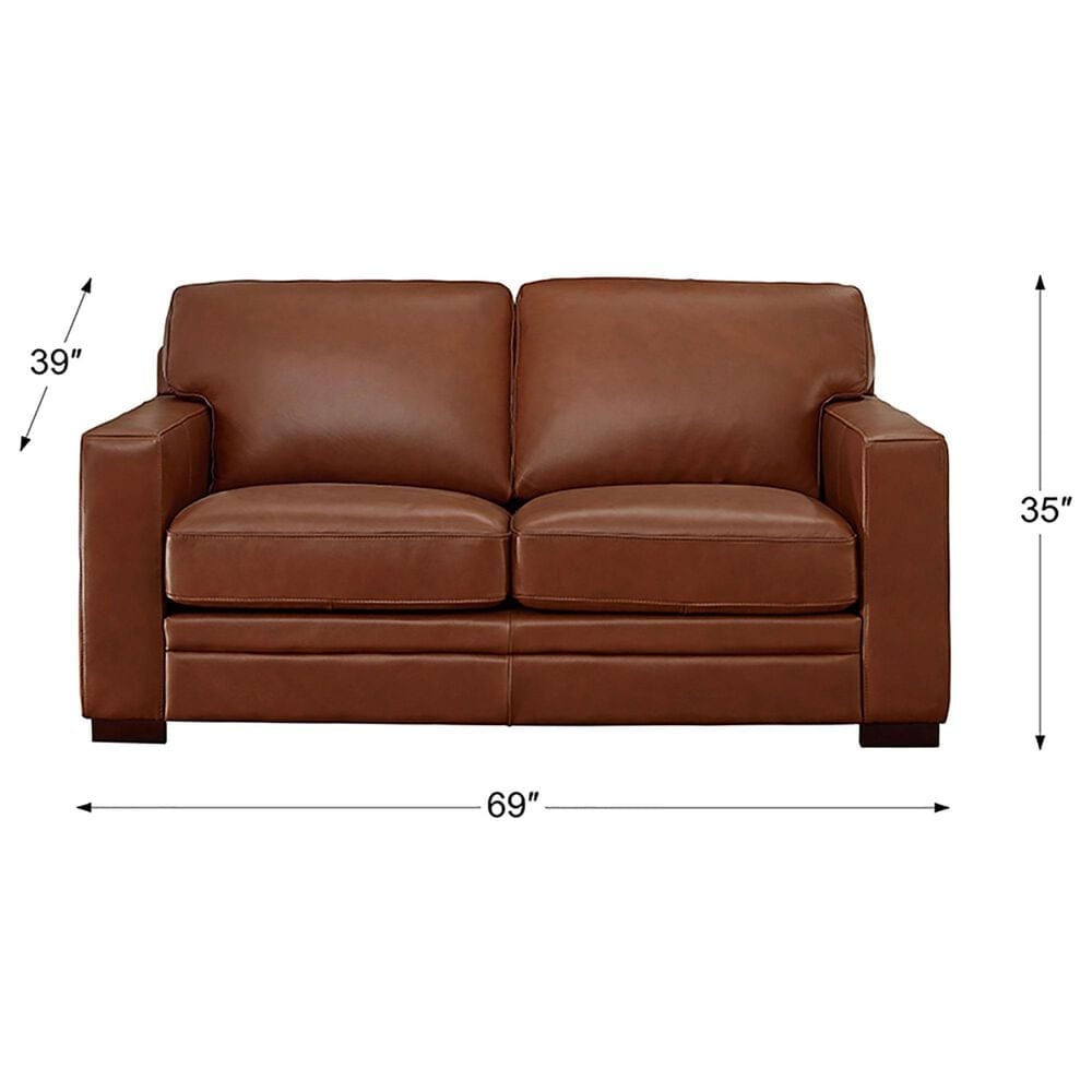 Amax Leather Chatsworth Stationary Loveseat in Nutmeg, , large
