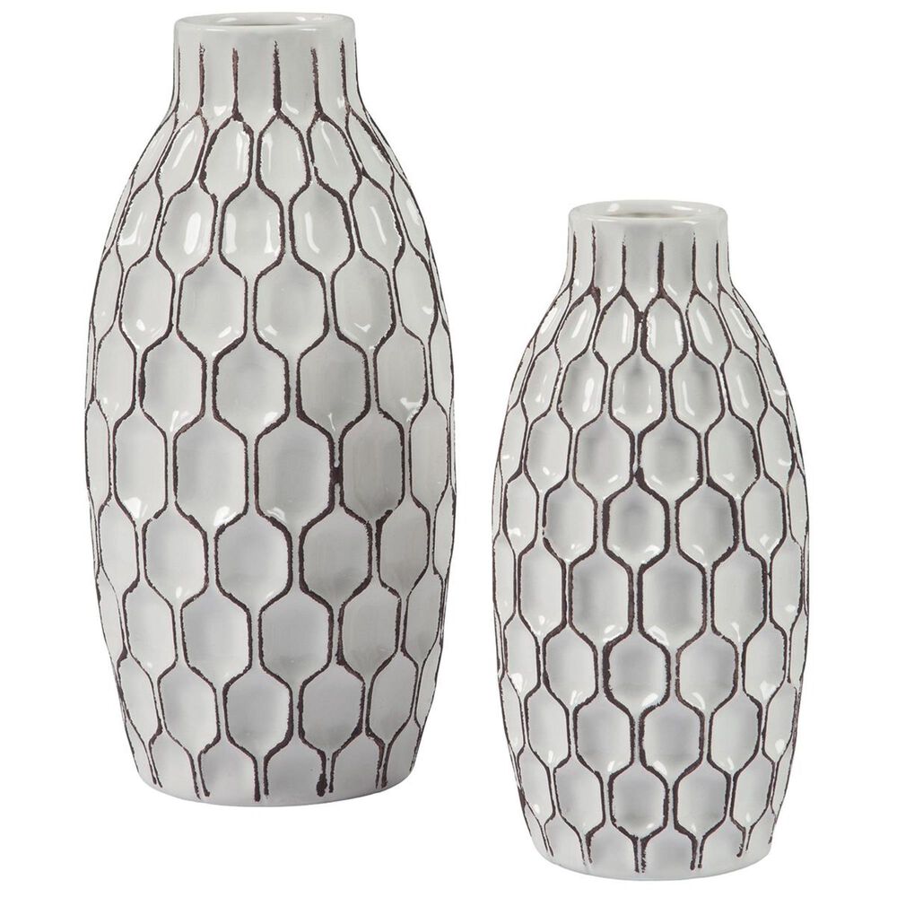 Ashley Dionna Vase in White and Brown - Set of 2, , large