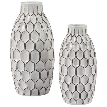 Ashley Dionna Vase in White and Brown - Set of 2, , large