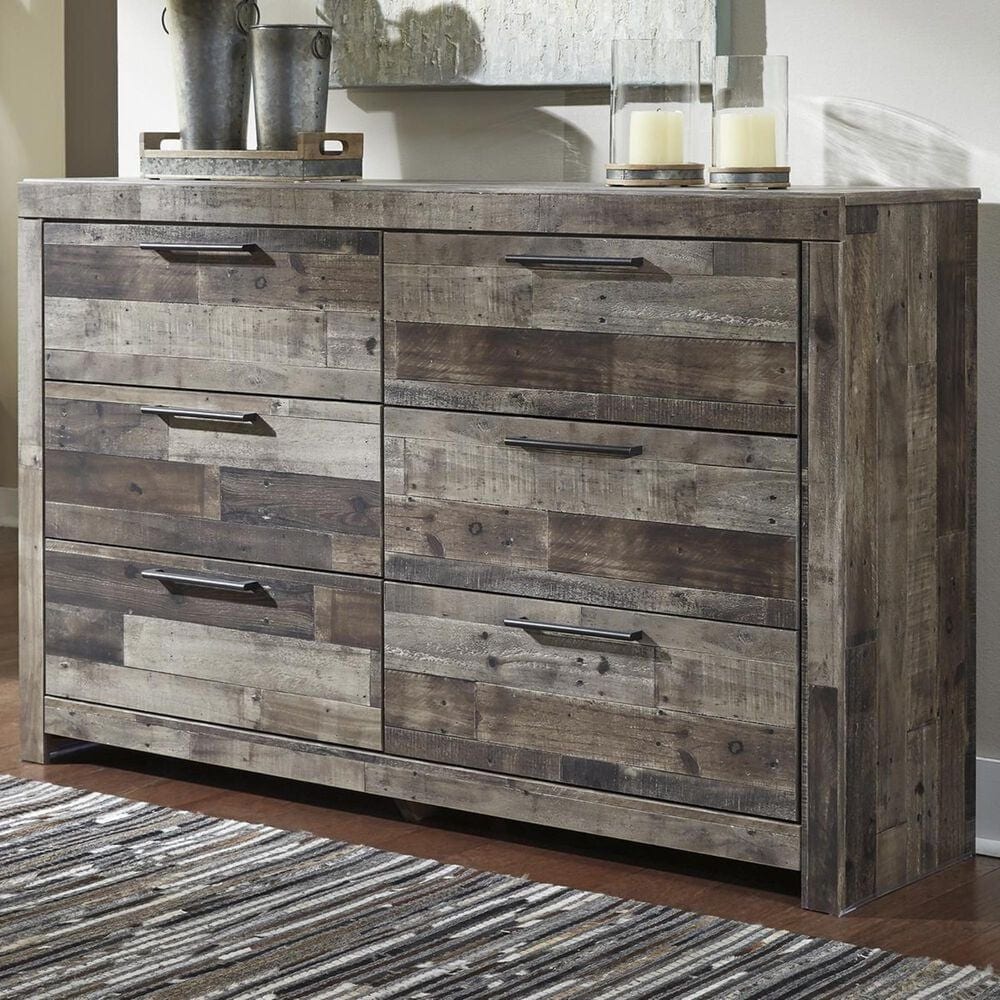 Ashley Derekson 6 Drawer Dresser in Walnut and Gray, , large