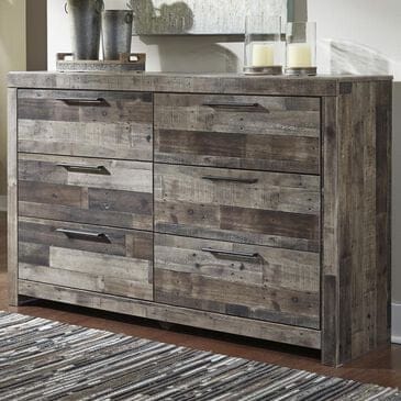 Ashley Derekson 6 Drawer Dresser in Walnut and Gray, , large
