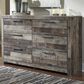 Ashley Derekson 6 Drawer Dresser in Walnut and Gray, , large