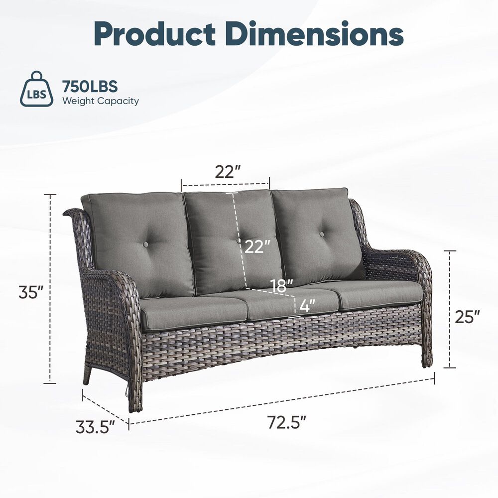 Sunwell Garden Outdoor Sofa in Gray, , large
