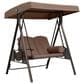 HOMLUX 2-Seat Outdoor Porch Swing with Adjustable Tilt Canopy and Foldable Tray in Beige, , large
