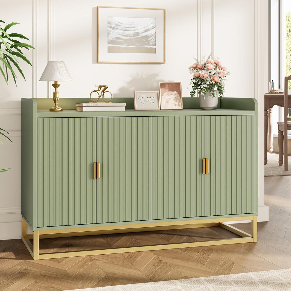 GARVEE 47.2" Sideboard Buffet Cabinet with Adjustable Shelves in Matt Gray Green, , large