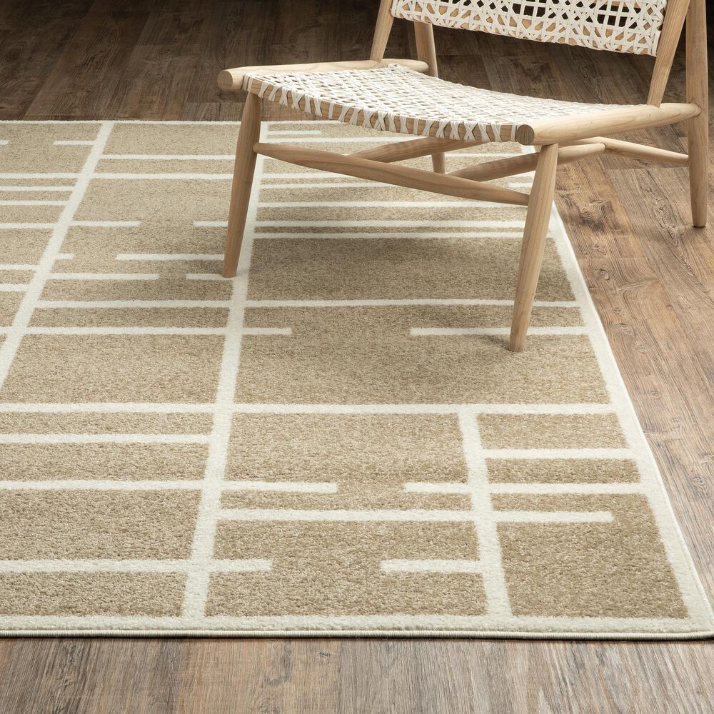 ROW by Oriental Weavers Quinn QUI04 Beige and Ivory 5'3" x 7' Area Rug, , large