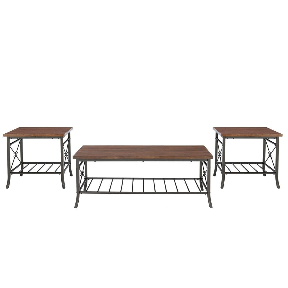 Linden Boulevard Harrison 3-Piece Table Set in Chestnut Brown and Dark Bronze, , large