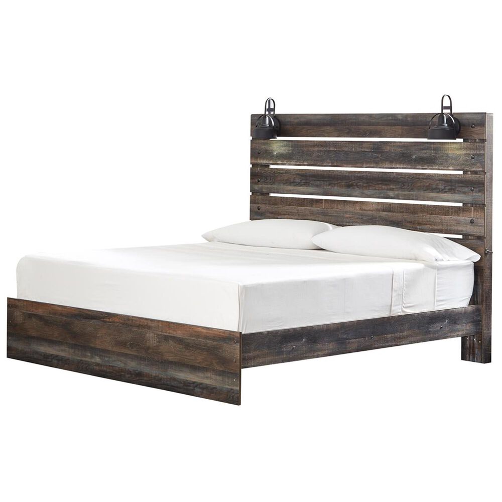 Ashley Drystan King Panel Bed in Rustic Brown, , large