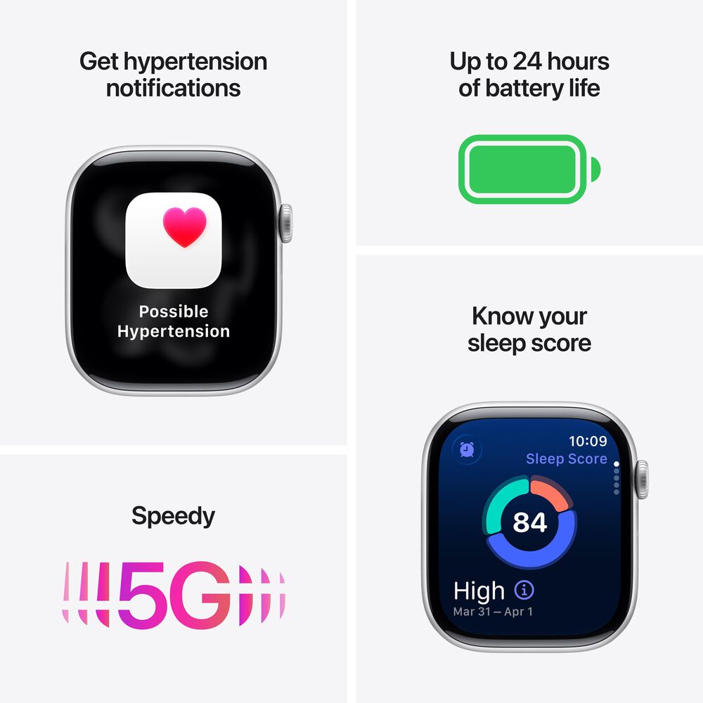 Apple Watch Series 11 &#40;GPS+Cellular&#41; 42mm Silver Aluminum Case with Purple Fog Sport Band - M/L - Silver - &#40;2025&#41;&#40;Pre-Order&#41;, , large