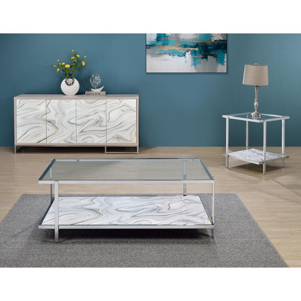 Steve Silver Mike End Table in White, , large