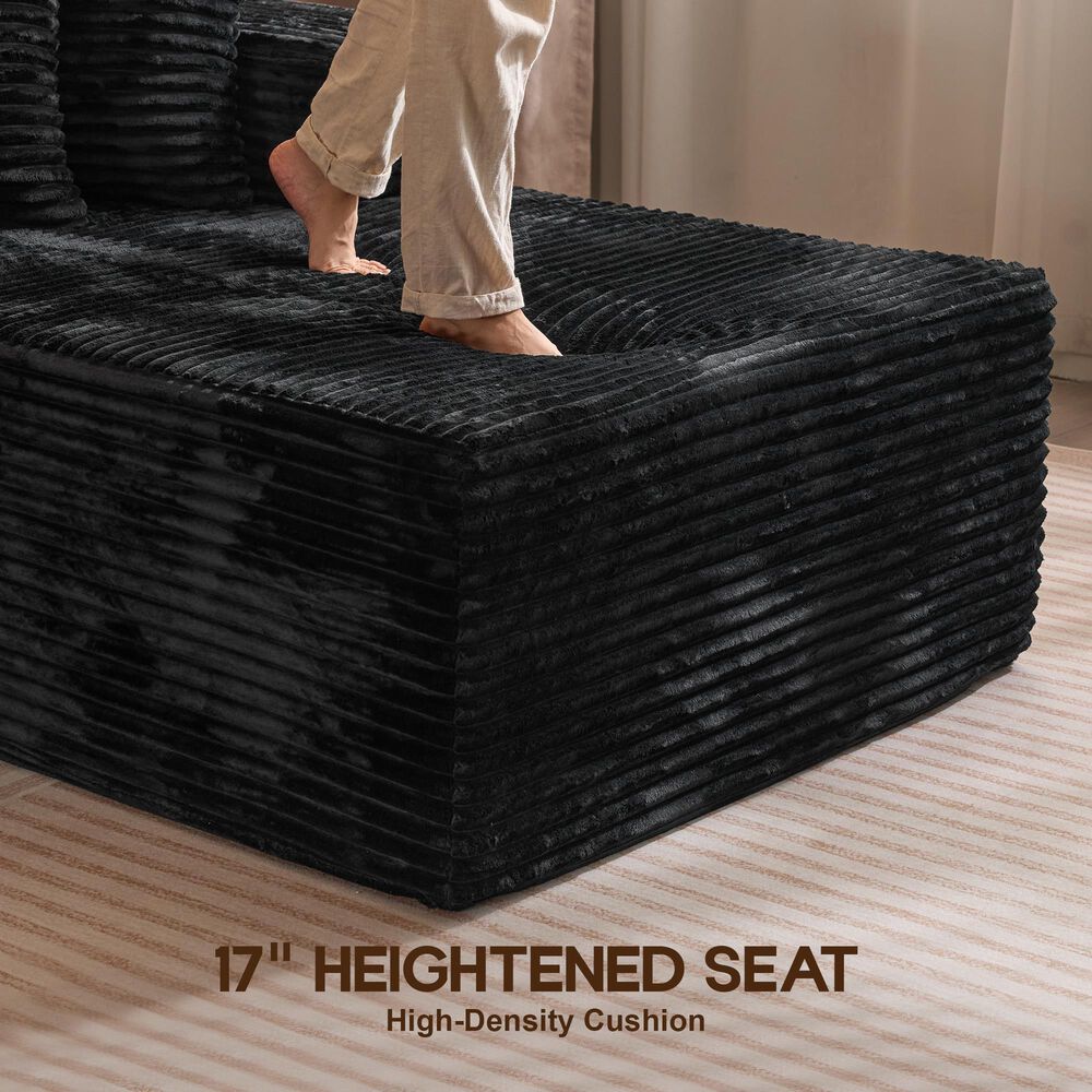 HOMLUX 108" Modular Sofa Set in Black, , large