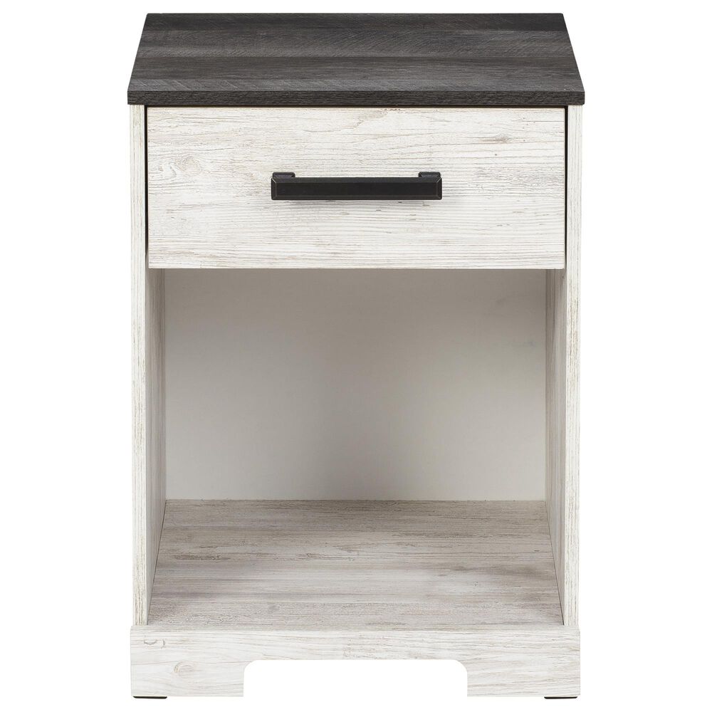 Ashley Shawburn 1-Drawer Nightstand in Whitewash and Charcoal Gray, , large