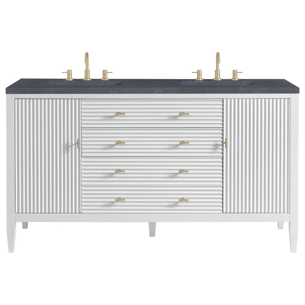 James Martin Vanities Myrrin 60" Double Vanity in Bright White with 3 CM Charcoal Soapstone Quartz Top, , large