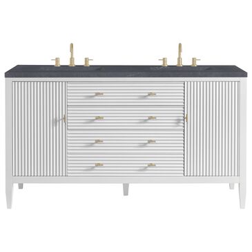 James Martin Vanities Myrrin 60" Double Vanity in Bright White with 3 CM Charcoal Soapstone Quartz Top, , large