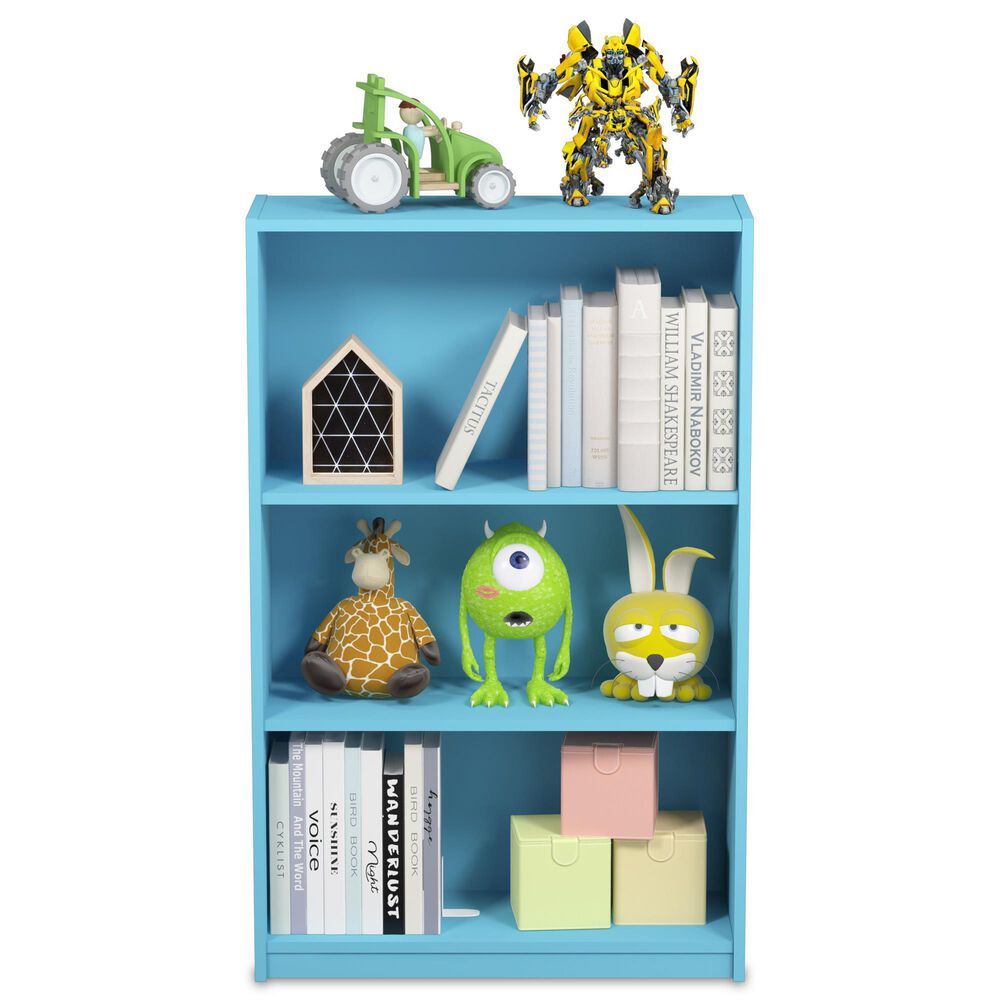 HOMLUX 3-Tier Display Bookshelf with Adjustable Shelves in Light Blue, , large