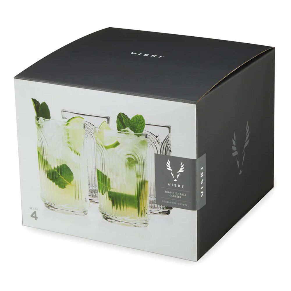 True Brands Deco Beau Crystal Highball Glasses in Clear &#40;Set of 4&#41;, , large