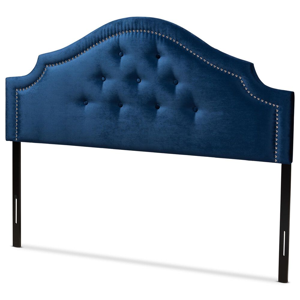 Baxton Studio Cora Queen Upholstered Panel Headboard in Royal Blue, , large