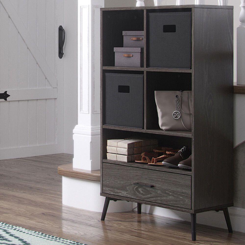 RiverRidge Home Woodbury Storage Cabinet with 2 Baskets in Dark Weathered Woodgrain, , large