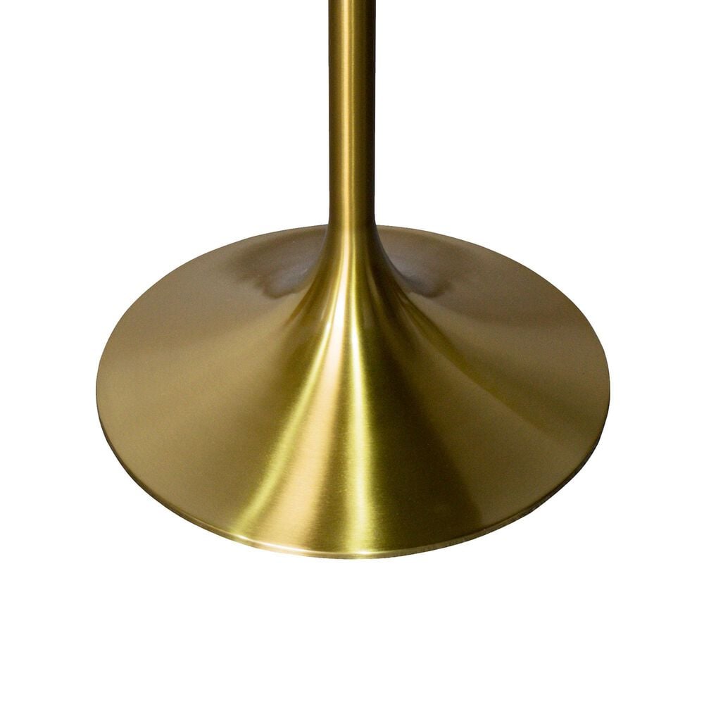 Leisuremod LeisureMod Verve Collection Modern Bar Height Table Brushed Gold Base with 48 Round Cognac Brown MDF Top, , large
