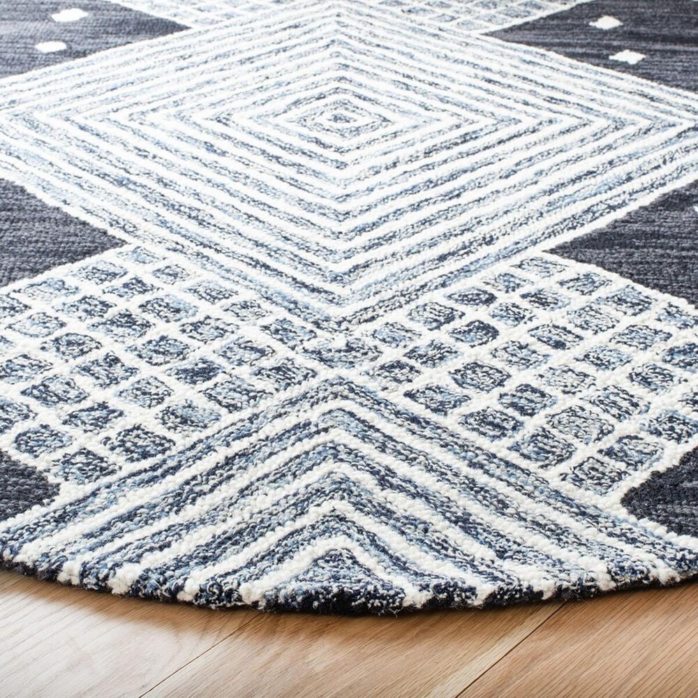 Safavieh Micro-Loop MLP171H 5&#39; Round Charcoal and Ivory Area Rug, , large