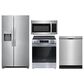 Frigidaire 4 Piece Kitchen Package with 25.6 Cu. Ft. Standard Depth Side-by-Side Refrigerator, 30" Front Control Electric Range, 1.8 Cu. Ft. OTR Microwave, and 24" Built-In Dishwasher with MaxDry in Stainless Steel, , large