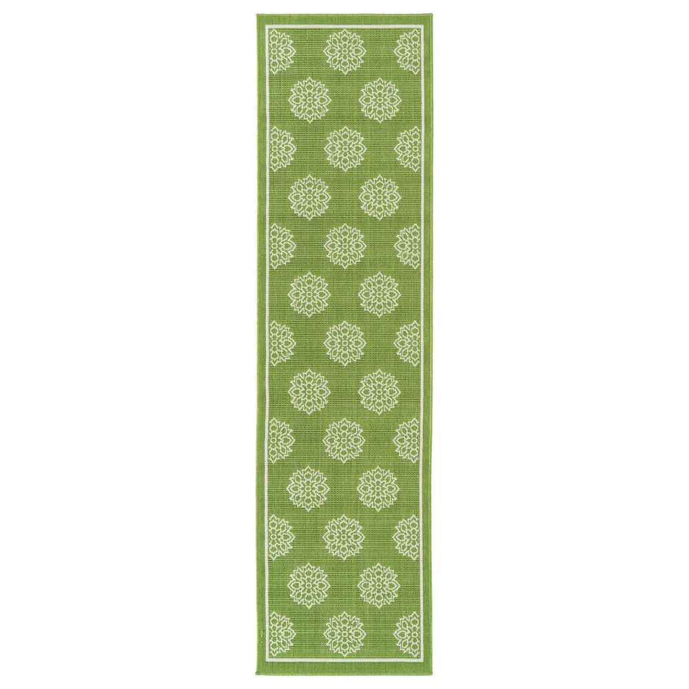 Kaleen Rugs Amalie AML07-96 2"2" x 8" Lime Green and Ivory Indoor/Outdoor Runner, , large