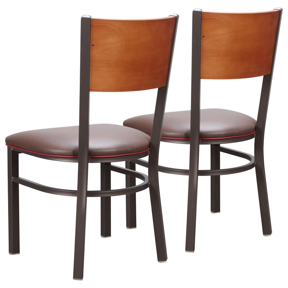 Linon Home Decor Elmer Side Chair in Brown and Medium Oak (Set of 2), , large