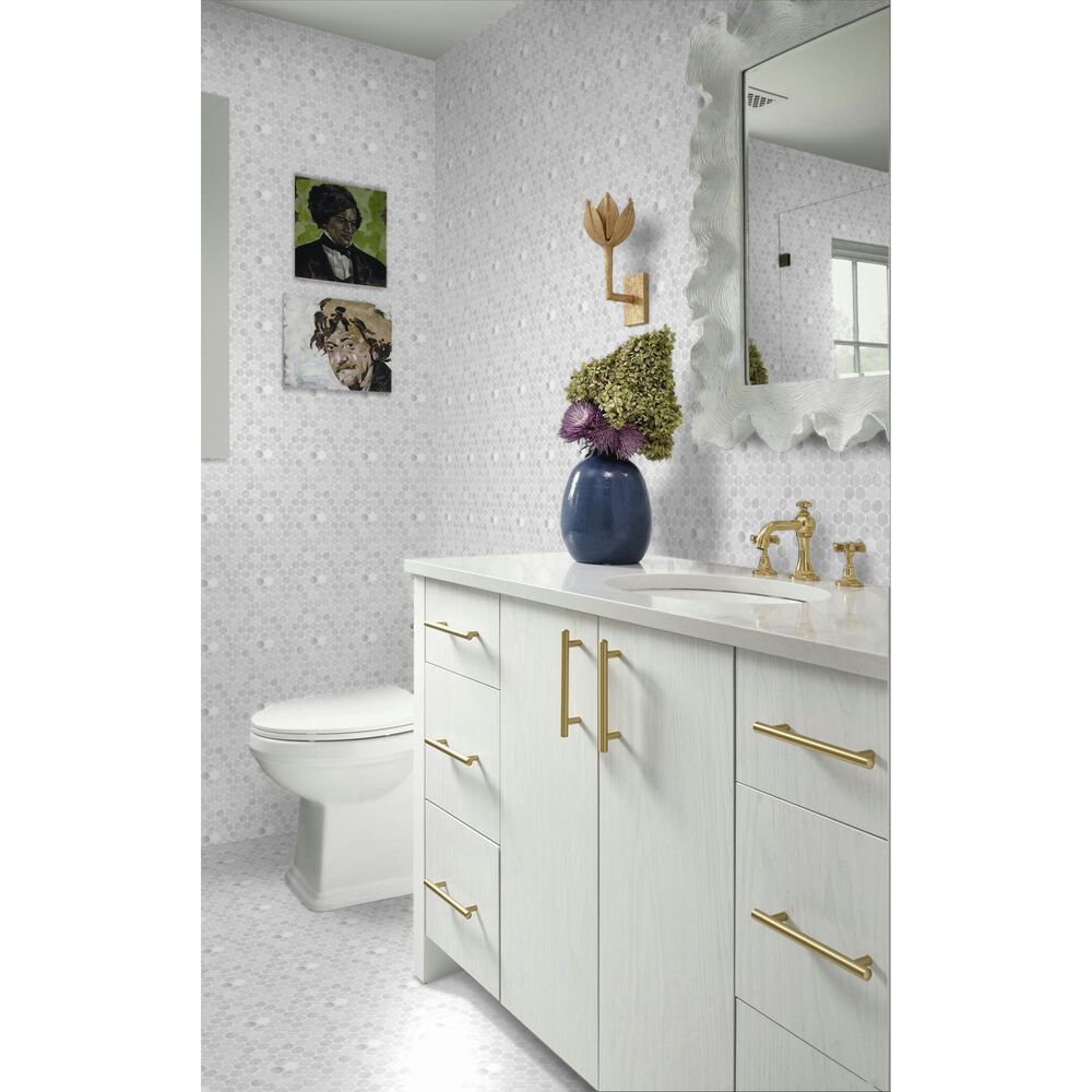 MS International Carrara White Penny Round on 12&quot; x 12&quot; Marble Mosaic Sheet, , large