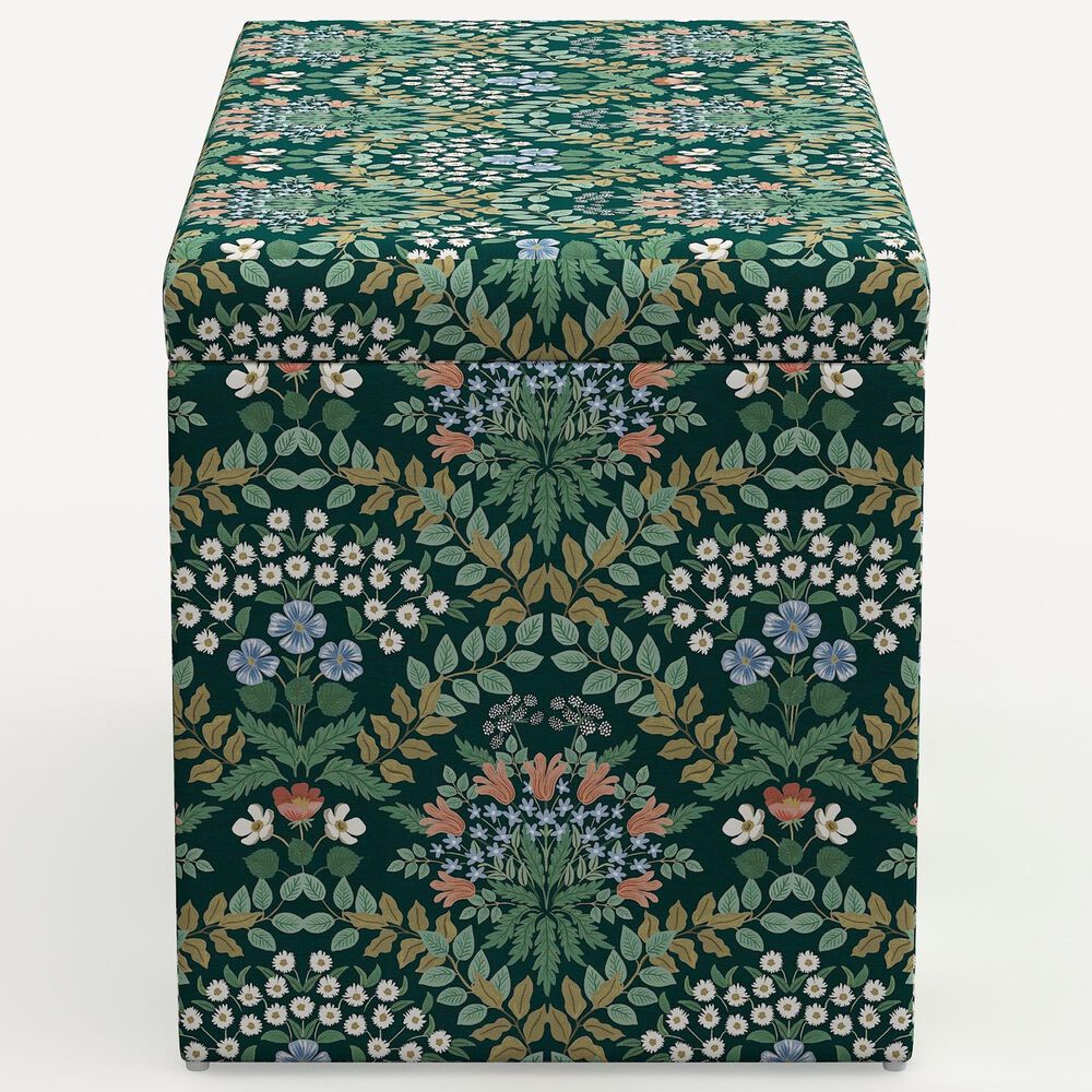 Rifle Paper Co Crafted by Cloth &amp; Company Willie Storage Bench in Bramble Emerald, , large