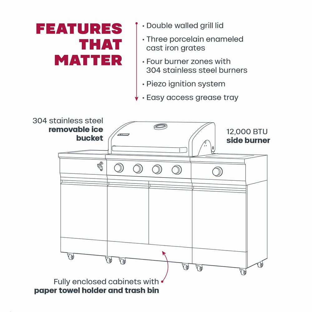 TYTUS Fresno 5-Burner LP/NG Convertible Grill in Gunmetal Gray and Shadow Stone, , large