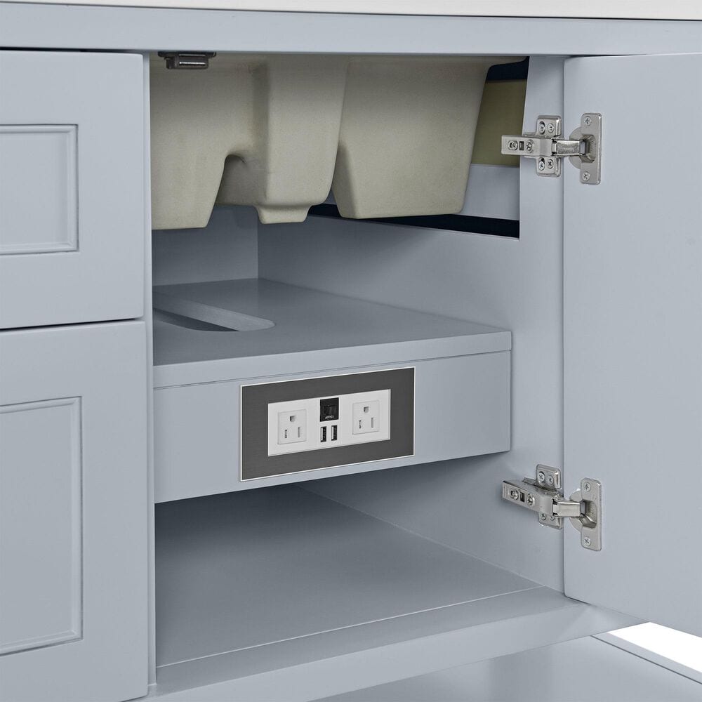 James Martin Vanities Breckenridge 48&quot; Single Bathroom Vanity in Serenity Blue with 3 cm Lime Delight Quartz Top and Rectangular Sink, , large