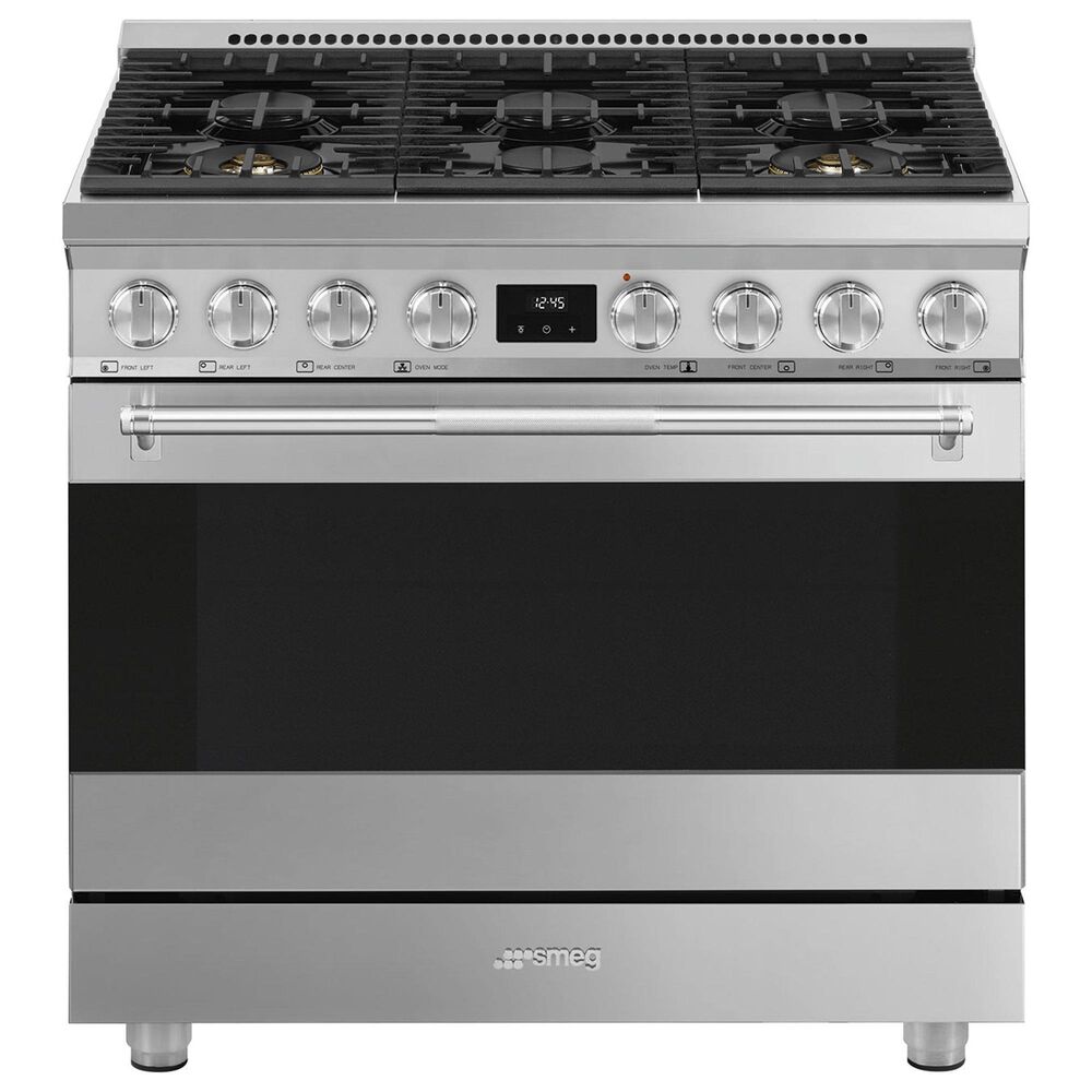 SMEG 4.45 Cu. Ft. Freestanding Dual Fuel Range in Stainless Steel, , large