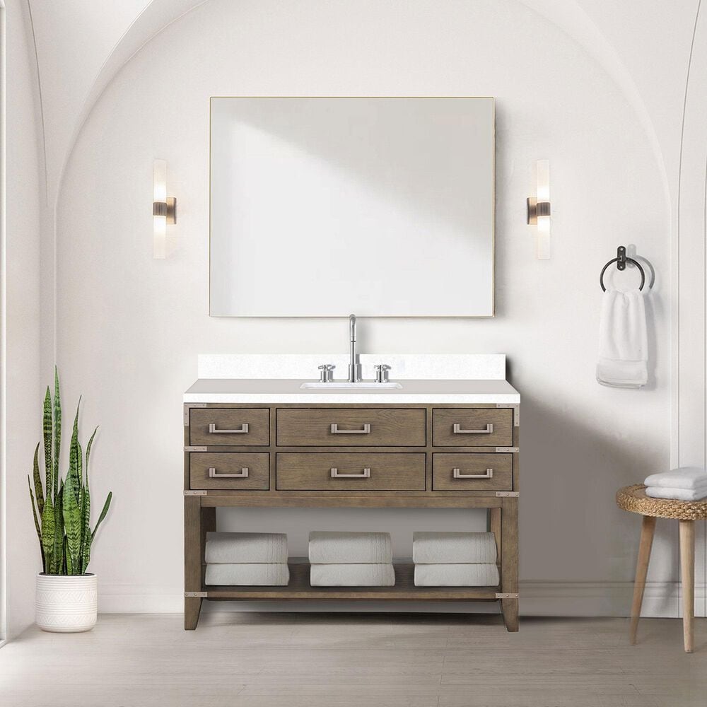 Lexora Home Norwalk 48&quot; Single Bathroom Vanity in Grey Oak with White Cultured Marble Top and Rectangular Sink, , large