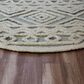 L&R Resources Sinuous Geometric Motif 6" Round Gray, Cream and Blue Area Rug, , large