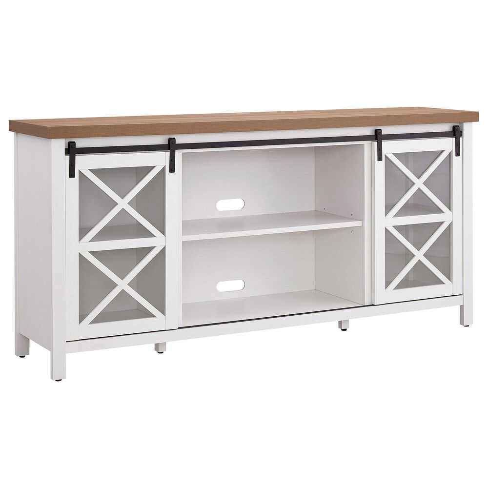 Hudson and Canal Clementine 50" TV Stand in White/Golden Oak, , large