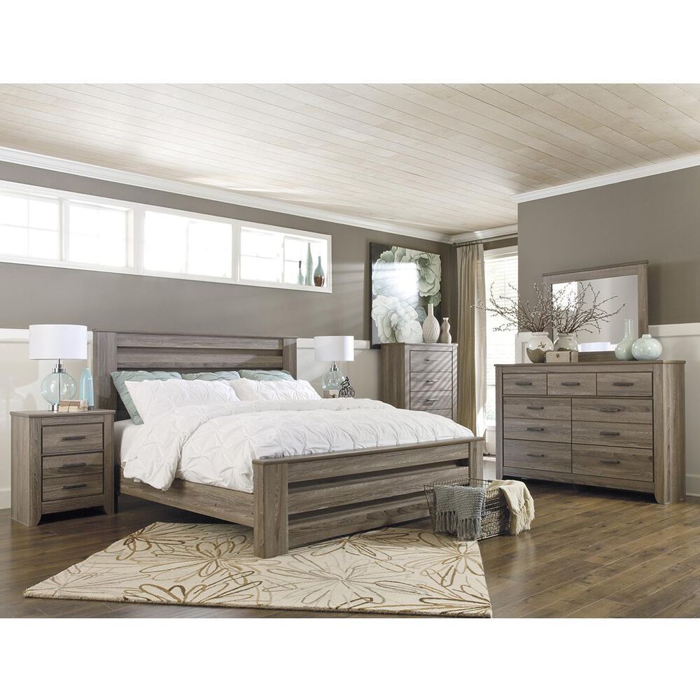 Ashley Zelen 5 Piece King Bedroom Set in Warm Gray, , large