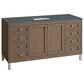 James Martin Vanities Chicago 60" Single Bathroom Vanity in Whitewashed Walnut with 3 cm Parisien Bleu Quartz Top and Rectangular Sink, , large