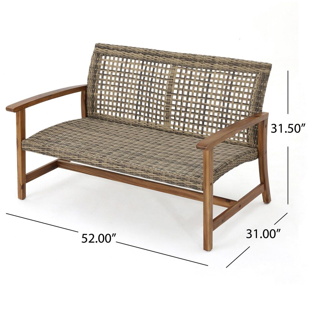 Hearth and Haven Hampton Outdoor Loveseat in Natural and Grey, , large