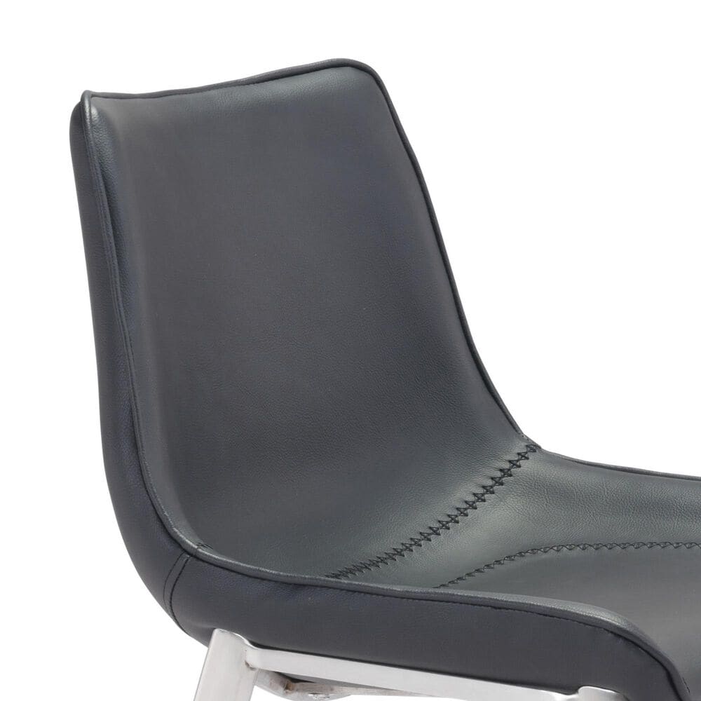 Zuo Modern Magnus Bar Chair in Black and Silver &#40;Set of 2&#41;, , large