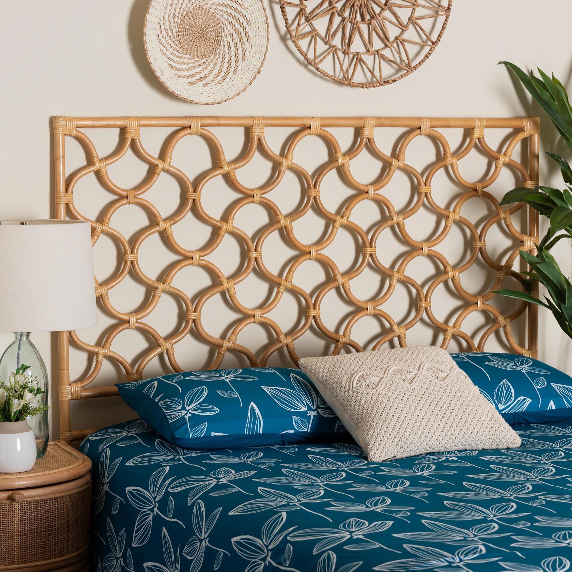 Baxton Studio Kalcya Queen Standalone Headboard in Light Honey