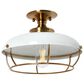 Creative Coop Presley 1-Light Semi-Flush Mount with Navy Blue Shade in Brushed Brass, , large