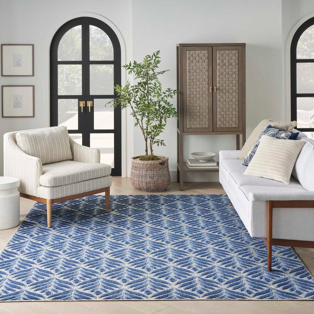 Nourison Aloha Floral 7&#39;10&quot; x 10&#39;6&quot; Blue Indoor/Outdoor Area Rug, , large