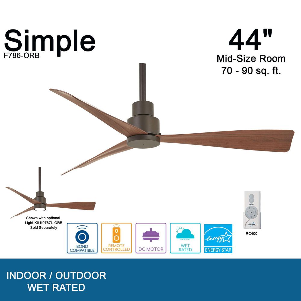 Minka-Aire Simple 44" Indoor/Outdoor Ceiling Fan in Oil Rubbed Bronze, , large