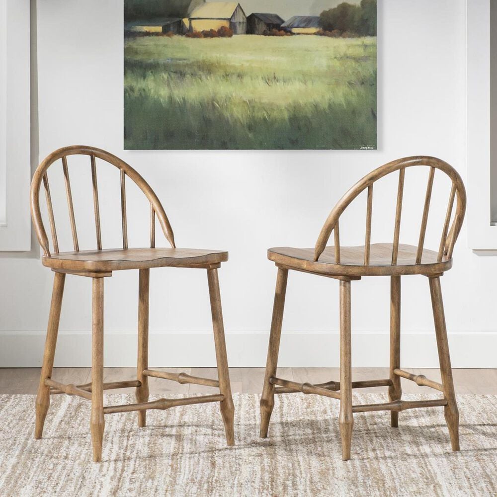 Legacy Classic Vintage Market 7-Piece Counter Height Dining Set in Barnwood Oak and Kettle Black, , large