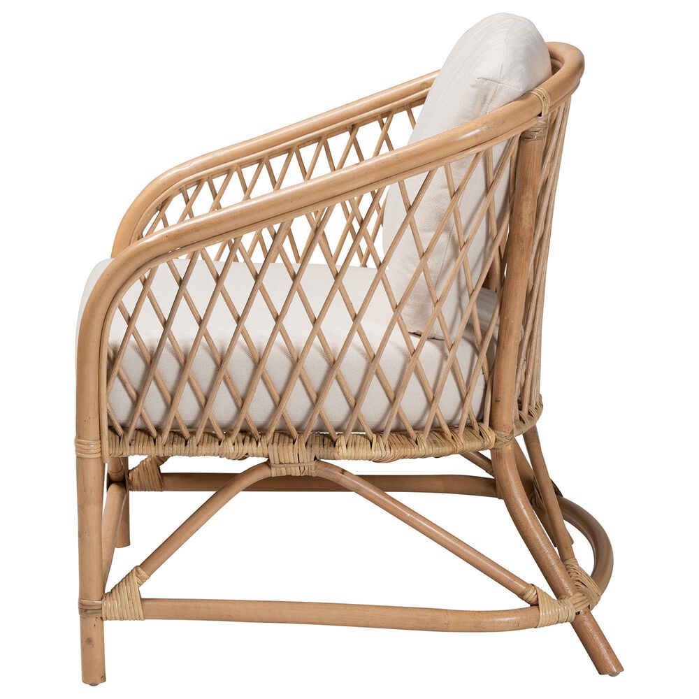 Baxton Studio Patsy Rattan Arm Chair in White, , large